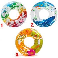 Felfújható mintás úszógumi+kapaszkodó 97cm 9éves kortól