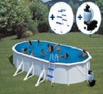 PONTAQUA WHITE 6,1 x 3,75 x 1,32 ovál medence szkimmerrel,befúvóval, létrával, homokszűrővel