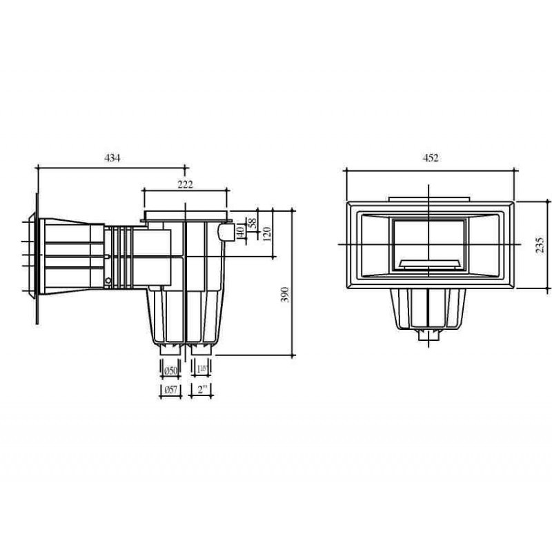 Szkimmer fóliás WIDE 6/4"BM / D50 – galéria