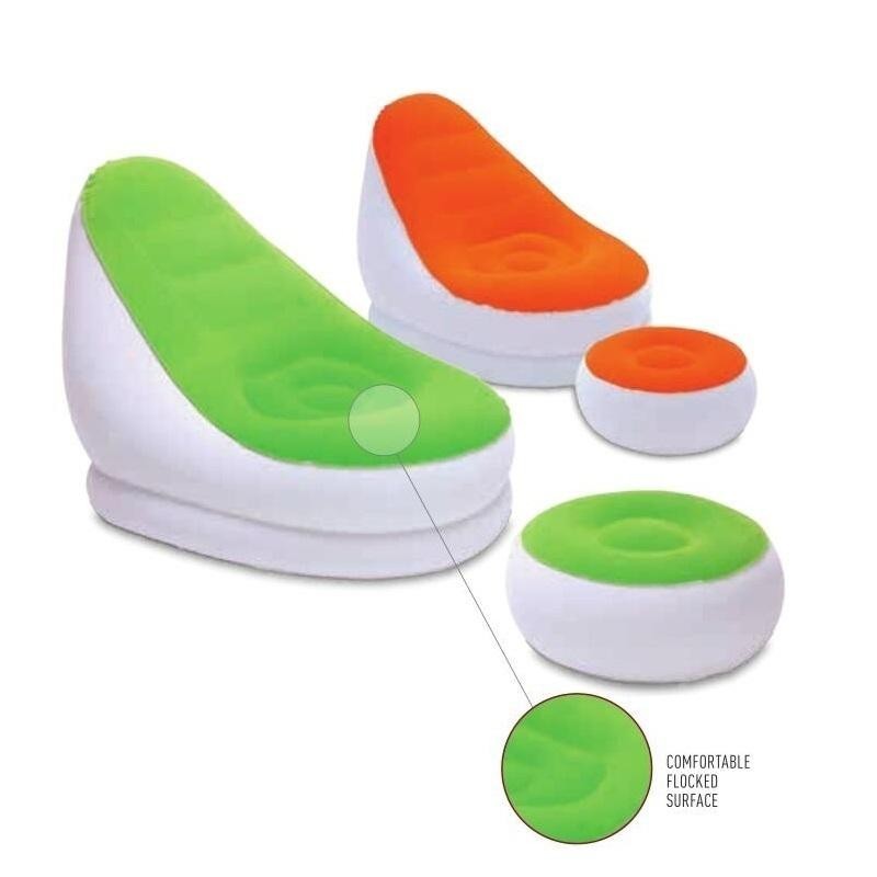 Bestway felfújható fotel lábtartóval narancs / zöld – galéria