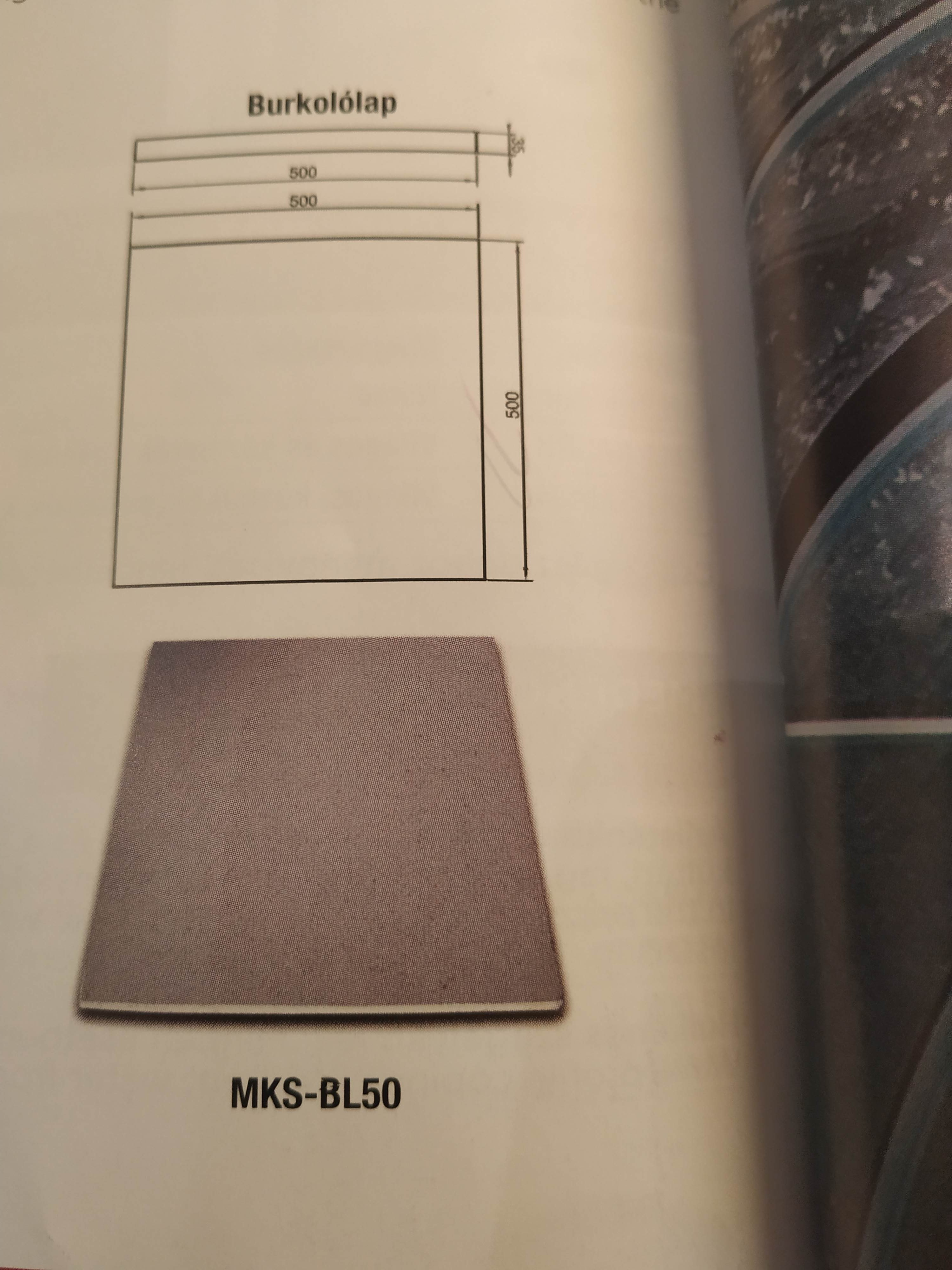 Burkolólap, 500X500 mm, csiszolt