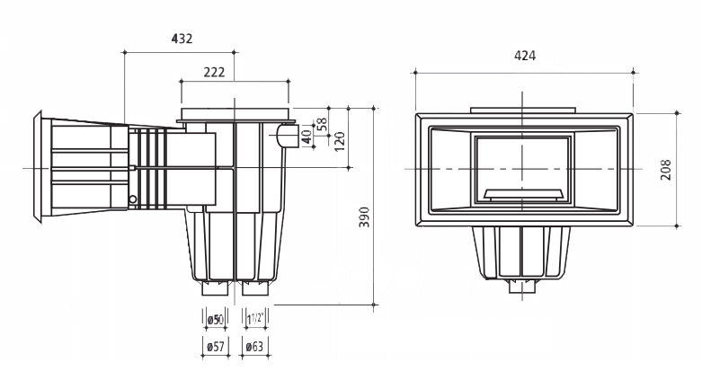 Szkimmer betonos WIDE 6/4"BM / D50 – galéria