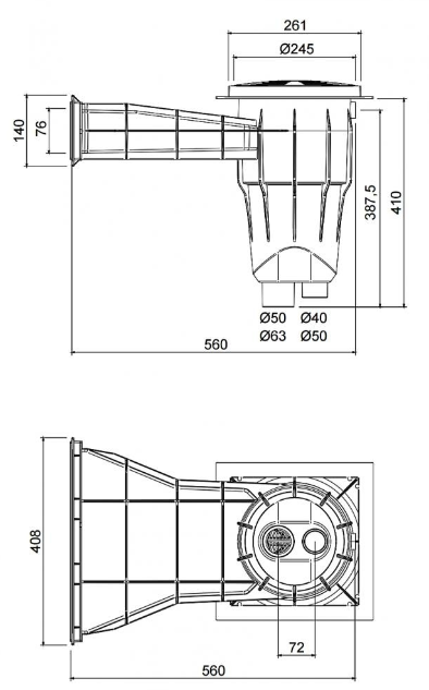 Szkimmer Aquamax Slim, betonos – galéria