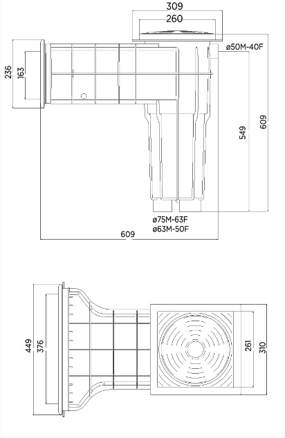 Szkimmer Aquamax Classic, betonos – galéria