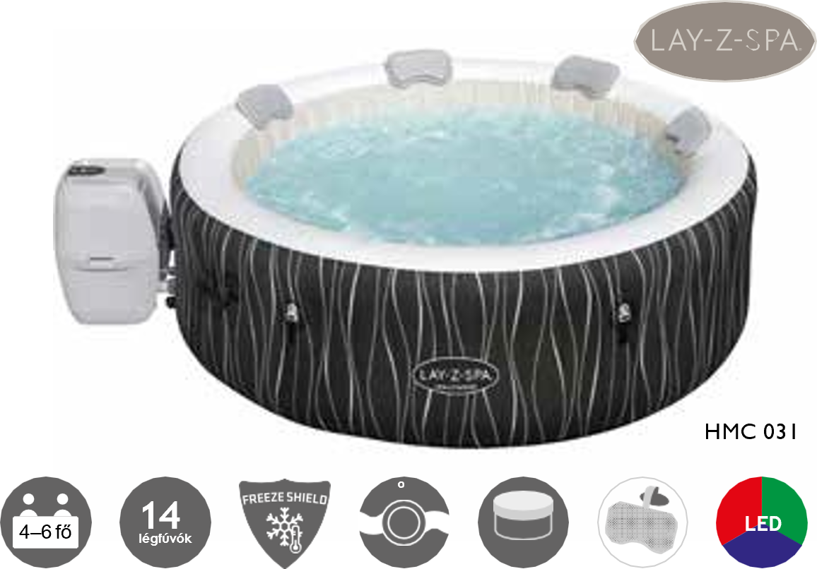Hollywood Luxe AirJet felfújható masszázsmedence Ø 199 × 66 cm