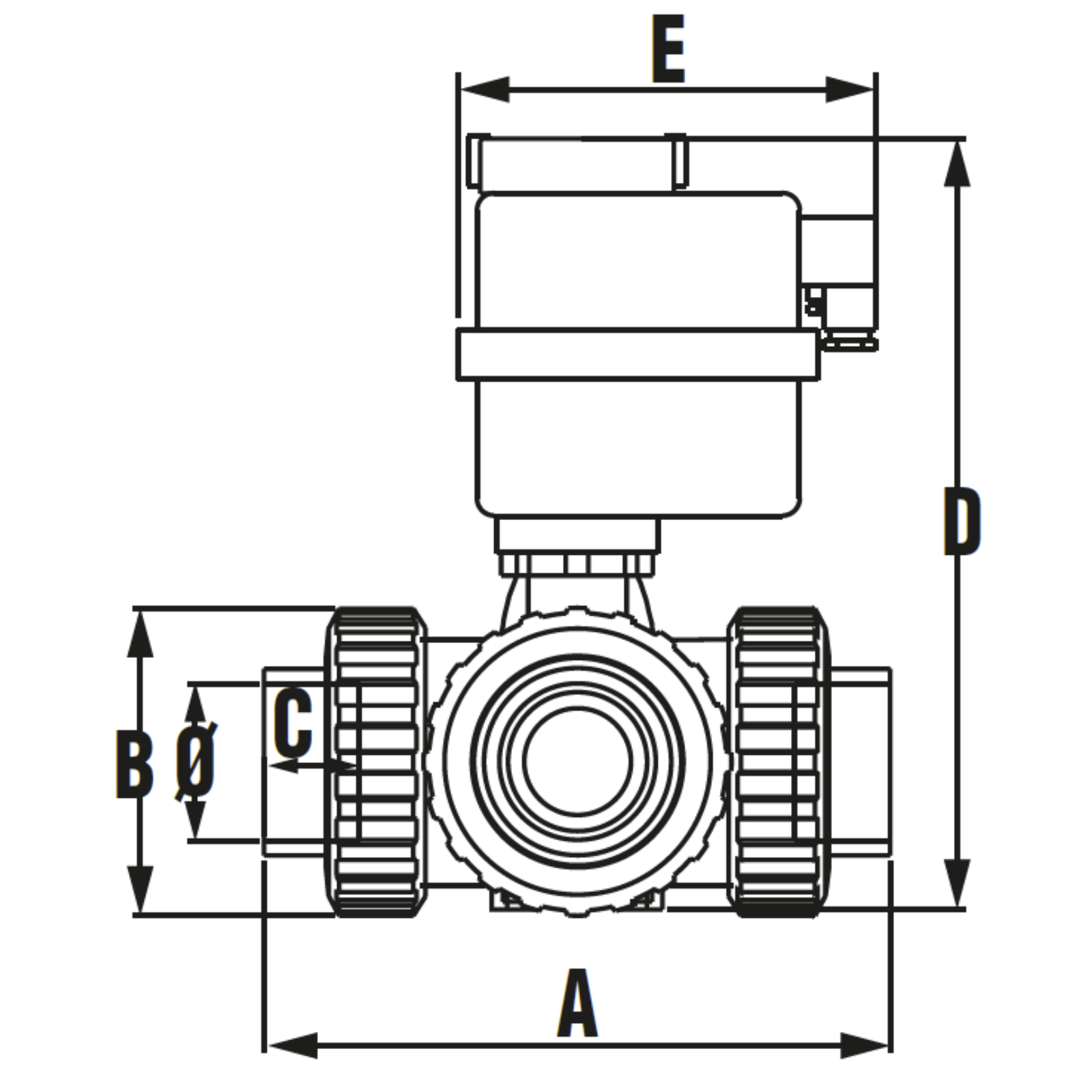 Motoros golyóscsap 3 utas PTFE "T" D075 – galéria